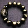 Fili di perline Bracciale in ossidiana dorata Catena in pietra naturale per uomini e donne Perline da 10-18 mm Protezione della ricchezza Classico retrò Pi Xiu Kent22
