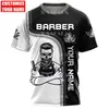 Barber dostosuj nazwę Barbershop Cool 3D wydrukowane wysokiej jakości t-shirt z włókna mlecznego Summer okrągły szyja mężczyźni żeńskie swobodne top-2220619