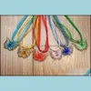 Pendant Necklaces Pendants Jewelry Wholesale 6Pcs Butterfly Lampwork Glass Rope Silk Necklace Bohemia Womens J Dhjeq