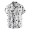 Polo da uomo Camicia da uomo Casual Stampa a foglie Camicie hawaiane Manica corta Bottone risvoltato Harajuku Estate Per uomo Chemise HommeUomo