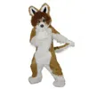 Prestaties Long Fur Husky Dog Mascot Costuums Kerstcontrijder Karakter Outfits Pakken Verjaardagsfeestje Halloween Outdoor Outfit Suit