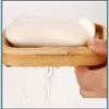 Jaboneras Accesorios de baño Baño Hogar Jardín Titular Bandeja Contenedor Caja natural de bambú Plato de ducha Almacenamiento de madera ecológico Drop De