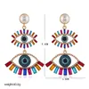 Fashion Evil Eyes Dangle Earrings for Women Girls Exaggerated Designer Colorful Crystal Rhinestone Pearl Statement Drop Earring Party Jewelry Wholesale