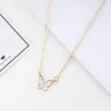 Hänghalsband Vit fjärilshalsband för kvinnor Trendiga Simple Wild Dangle Clavicle Chain Jewelry Present