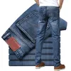 Herenjeans slanke rechte stretch mannelijke denim broek streetwear blauw grijs casual denim broek mode heren jeans merk 201128