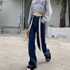 Calça feminina feminina capris chique coreano primavera simples moda de jeans de pescoço alto de pescoço