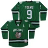 MTHR 대학 노스 다코타 싸우는 Sioux Jersey 9 Jonathan Toews 11 Zach Parise Hockey Ross 보스 Rhea 3 St John 's Shamrocks Green Black