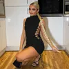 Fashion Turtleeck Sleveless puste seksowna sukienka dla kobiet Summer Bandage Bodycon Streetwear Y2K Club Stroje 2206613