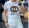 VERANO NUEVOS PRODUCTOS EUROPEO PARA HOMBRES T-SHIRTS Camisetas de manga corta Camisa de cuello redondo de moda Cómoda Cómoda All-Match Sequin Scroidery Men's Top