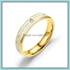 Band Rings Jewelry Gold Forever Love Wedding Ring Cz Stone Heart Stainless Steel Eternity Engagement Promise Couple For Women Men Drop Deliv