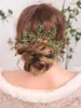 أغطية الرأس الخضراء كريستال أنيقة يدوي الزفاف مأدبة دش الغابات ملحقات الشعر مشط السحر الجميل للنساء الرؤوس