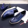 حذاء Luxe Marque Men's الأصلي للبقر البقر ، أحذية 39-47 الحجم الأسود الأزرق الأزرق من الدانتيل حتى التنفس سفر الموضة أحذية اليومية للرجال A19