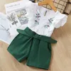 Líder de urso Meninas conjuntos de roupas de verão T-shirt sem mangas + impressão Bow saia 2 pcs para crianças roupas de bebê roupas 220326