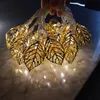 Solar Christmas Light Iron Tree Ornament Rose Gold Metal Leaf String Light Party Decoration Lights