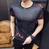 남자 티셔츠 2022 한국 소녀 프린트 티셔츠 남자 클럽 파티 homme baroque pantalon moda camiseta hombre manga corta 아이스 실크 쇼트 티