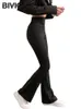 Bivigaos Kobiety rozszerzone spodnie czarne elastyczne szczupły talia seksowne spodnie podkowy Mikro zwyczajne mody Pants L220725