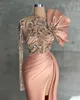 2023 Plus Size Arabic Aso Ebi Champagne Mermaid Prom Dresses Pärled Crystals Evening Formal Party Second Reception Birthday Engagement Gowns Dress ZJ137