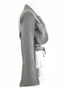 Articat Grau Doppelschicht Bandage Dünner Blazer Frauen Langarm Tasche Kurze Jacke Weibliche Kerb Kragen Outwear Tops 220812