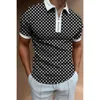 Men's Polos Men Shirt Summer Short Sleeve Oversized Loose Zipper Color Matching Clothes Luxury Male Tee Shirts Top U.S. YardsMen's Men'sMen'