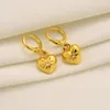 14k Yellow Solid Fine Gold dubai india heart African Set Halsband hänge Örhängen Etiopien bröllop träns smycken set