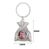 DIY Sublimation Blank KeyChain Designer Christmas Blessing Bag Photo Frame Keychains Silver Plated Alloy Car Key Ring Keyring Handbag Carabiner Accessories Present