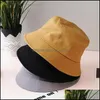 Adt Kids Summer Foldable Bucket Hat Solid Color Hip Hop Wide Brim Beach Uv Protection Round Top Sunscreen Fisherman Cap Drop Delivery 2021 C