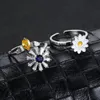 Anillos giratorios de tamaño abierto Ajustable Ojo de diamante Girasol Margarita Descompresión Mujeres Micro-incrustaciones Zircon Anillos de flores Regalo de joyería de moda