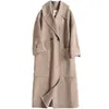 Abrigo de lana para mujer, abrigo de Cachemira de doble cara suelto con cuello de traje de color euroamericano para mujer 201215