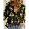 Women's T-Shirt Casual Long Sleeve Print Loose Shirts Women Plus Size Cotton And Linen Blouses Tops Vintage Button Streetwear Tunic TeesWome