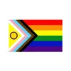 90x150cm 3x5 stopy Nowy interseksualny Progress Progress Pride Flaga - Rainbow LGBT Flags