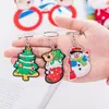 Kerst speelgoed Cartoon Santa Claus Keychain Kerstboom Keyring Hangende PVC Soft Keychain