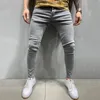 Män jeans män ren färg smala denim byxor vintage tvätt svart hip hop blyertsarbete byxor mager stretch s-3xlmen's heat22