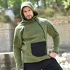 Męskie kurtki z kapturem płaszcz odzieży Mężczyźni zagęszcza ciepła armia wojskowa Poschat Patchwork Multi Pockets Polartec Men and Coatsmen's