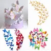 Andere evenementenfeestjes Cake Decorations 3D Butterfly Toppers Happy Birthday Handmade geschilderde bruiloft Baby shower bakbenodigdheden