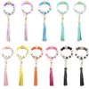 Alfabet Mama Key Ring Smycken Silikon Bead Nyckelring Tassel Fringe Armband Wrist Key Ring Pendant Bag Tillbehör BA8030