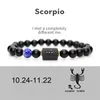 12 Constellation Bracelets Men Black Stone Bead Strands Bracelet Star Sign Zodiac Horoscope Lover Couple Bracelet Friendship Jewelry