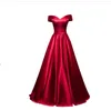 Длинные выпускные платья V-образного вырезок с плеча A-Line Satin Dress Prom Prom Prom Prom Длинные элегантные платья