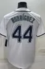 Baseball Jerseys Julio Rodriguez 44 Jersey Seattle Creme Verde Branco All Star Button Color Preto