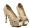 Fashion-Glitter Silver Wedding Shoes Gold Diamond Rhinestone Sexy High Heels Princess Prom Ball Shoes