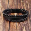 High Quality Stainless Steel Buckle Charm Bracelet Genuine Leather Natural Stone Bracelets for Men