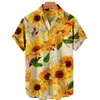 Casual shirts van heren Hawaiiaanse herenhemd strand vakantieplant bloem 3d mannen los blouse jas zomer oversized vintage topman klerenm