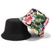 Flower Print Bucket Hat Reversible Fisherman Hat Women Men Outdoor Travel Sun Hat Panama Bucket Cap Hats For Girl 220514