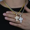 Partihandel Small Cross Pendant Classic Men Women Micro Pave 5A Cubic Zirconia CZ Hip Hop Par Smycken