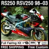 Carénages et couvercle de réservoir pour Aprilia RSV RS 250 RSV-250 RS-250 RSV250 98-03 4DH.70 RS250 RR RS250R 98 99 00 01 02 03 RSV250RR 1998 1999 2000 2001 2002 2003 Corps noir chaud