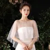 Perlen Hochzeit Cape Bolero Wraps Braut Jacke Mantel Kurze Vordere Lange Zurück Frauen Cape Abend Schal Bräute Zubehör CL0412