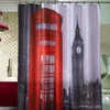 Big Ben in London Red Telephone Booth Bathroom Startain Curtain Flace Fabrics Quality Quality 201109