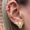 Clip-on & Screw Back Punk C Shape Ear Clips Elegant Rhinestone Bone Hoop Earrings For Women Small Set Cuff Clip Fashion JewelryClip-on