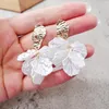 Dangle & Chandelier Korean Statement Pendientes Vintage Earring For Women Fashion White Flower Petal Drop Earrings Party Wedding Jewelry Gif