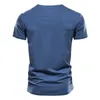 Yaz En Kaliteli Pamuk T Gömlek Erkekler Katı Renk Tasarım V Yaka T-shirt Rahat Klasik Klasik Giyim Tops Tee 220326
