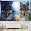 Snow Wolf Carpet Wall Hanging Psychedelic Witchcraft Bohemian Mysterious Art Landscape Room Home Decor J220804